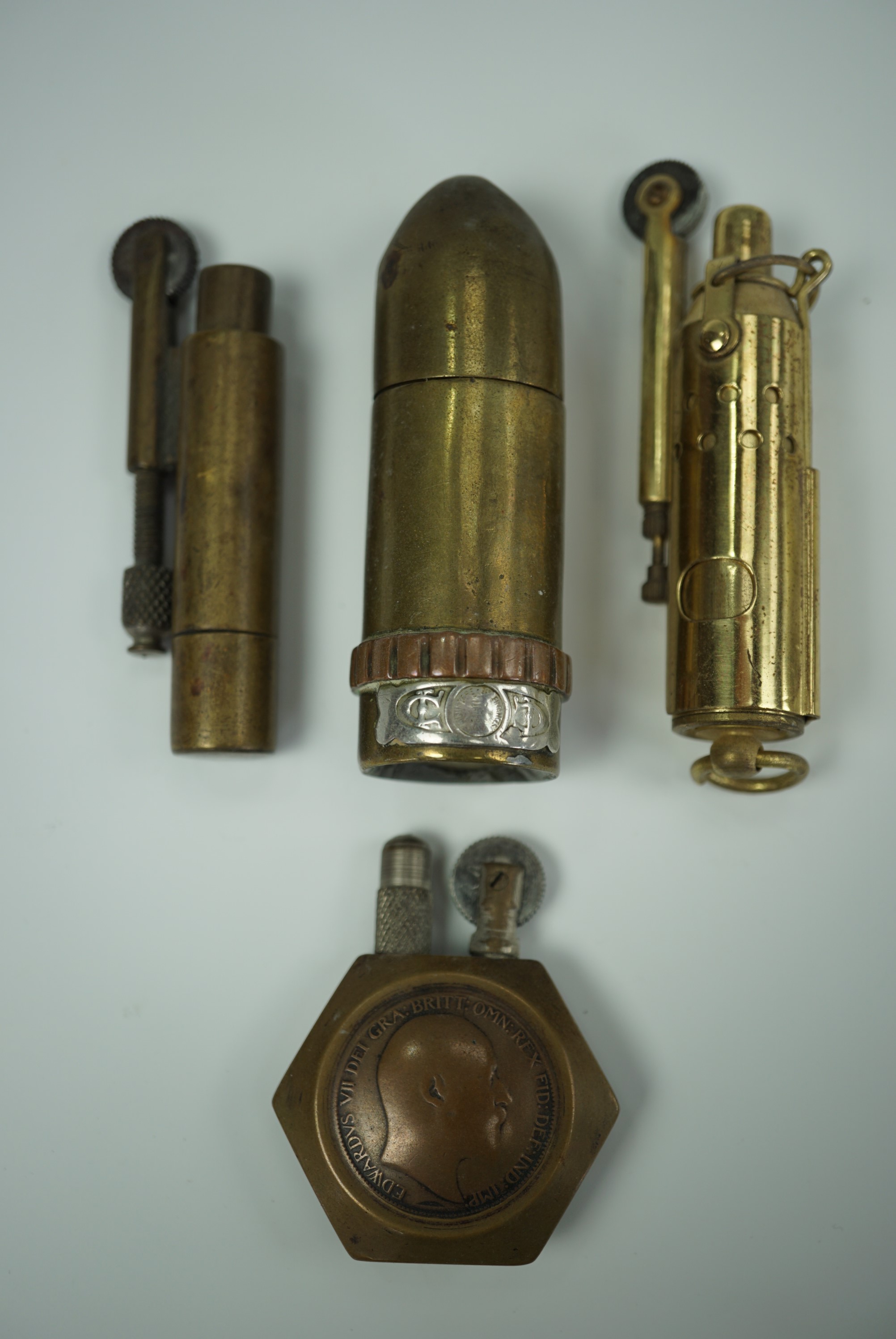 A Great War period French novelty cigarette lighter in the form of an artillery shell, a trench - Image 2 of 2