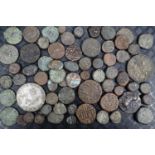 A large collection of early Indian copper Cash and other coins including two Hindu temple tokens