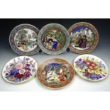 Four Royal Worcester commemorative Christmas plates together with four Royal Kendal plates and one