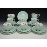 A Queen Anne bone china tea set for six