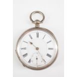 A Victorian silver key wound pocket watch, the movement numbered and engraved "Compensation