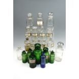 A large quantity of early 20th century pharmacist's bottles including a Kilner cobalt blue poison,