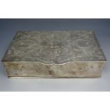 An electroplate PSL Sheffield cigarette / trinket box with chased foliate design, 19 x 12 x 5 cm