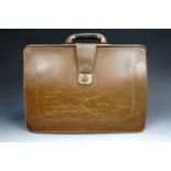 A vintage leather briefcase, 30 cm tall