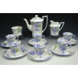 A Foley bone china 'Gardenia' coffee set for six