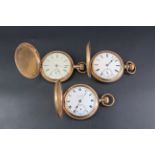 Three early 20th Century American rolled gold pocket watches in hunter cases
