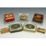 A group of early-to-mid 20th Century printed tinplate boxes including Songster gramophone needles