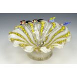 A hand blown Vientiane glass bowl together with a number of glass stirrers, bowl 4 cm