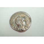 An ancient Greek Athenian silver tetradrachm coin, circa 200 BCE [Purchased from Chris Martin,
