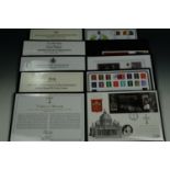 Five various silver coin / medal cover packs