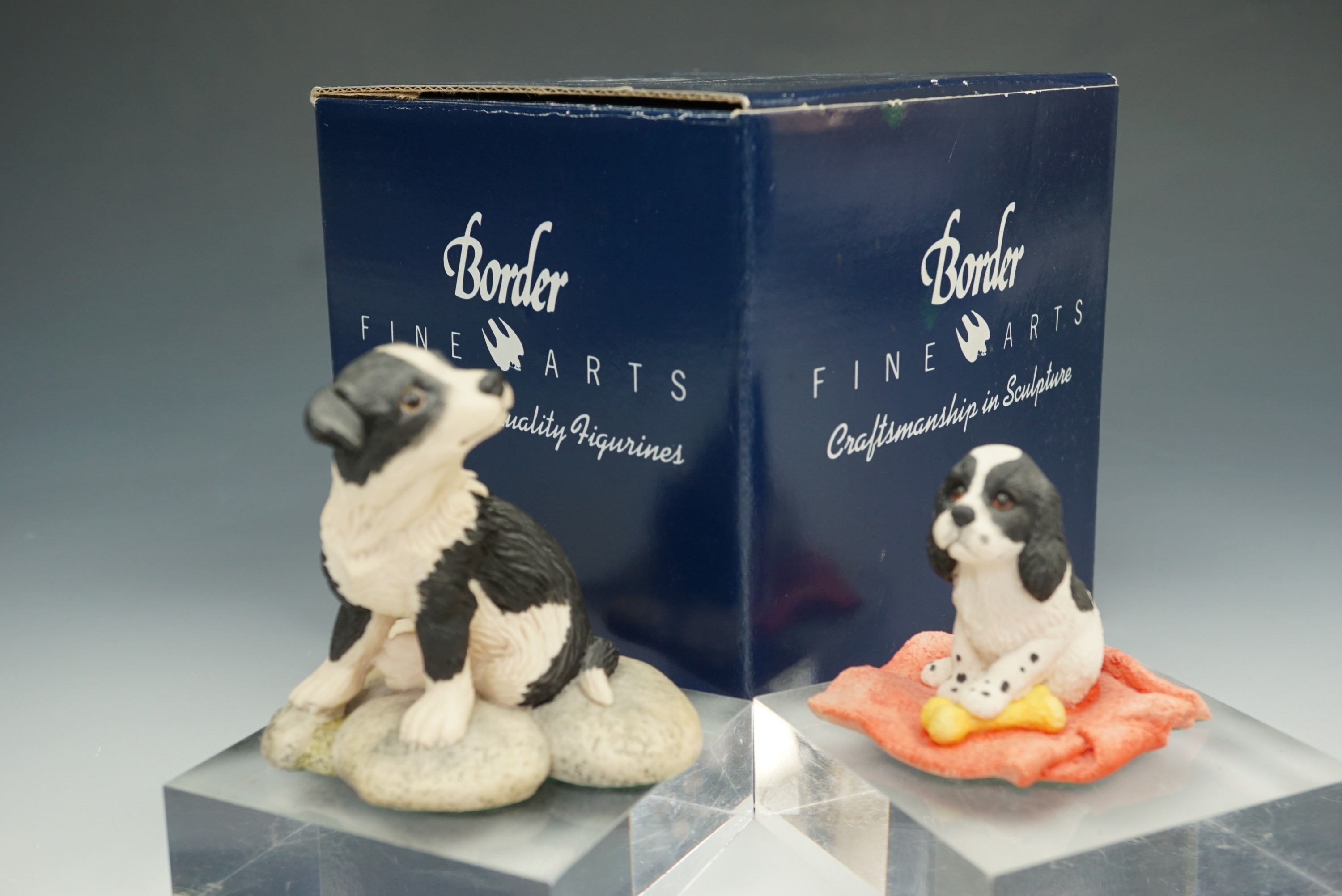 Two miniature Border Fine Arts figurines 'All Creatures Great and Small' together with 'First