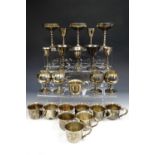 Valero silver plated goblets together with ten electroplate cups