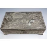 An early 20th Century Japanese electroplate table box together with a pair of Art Deco influenced