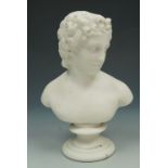 A Victorian Parian ware classical bust by James and Thomas Bevington, impressed marks 'J&TB' and '
