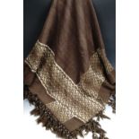 A late 19th / early 20th century woven tassel throw, 155 x 160 cm