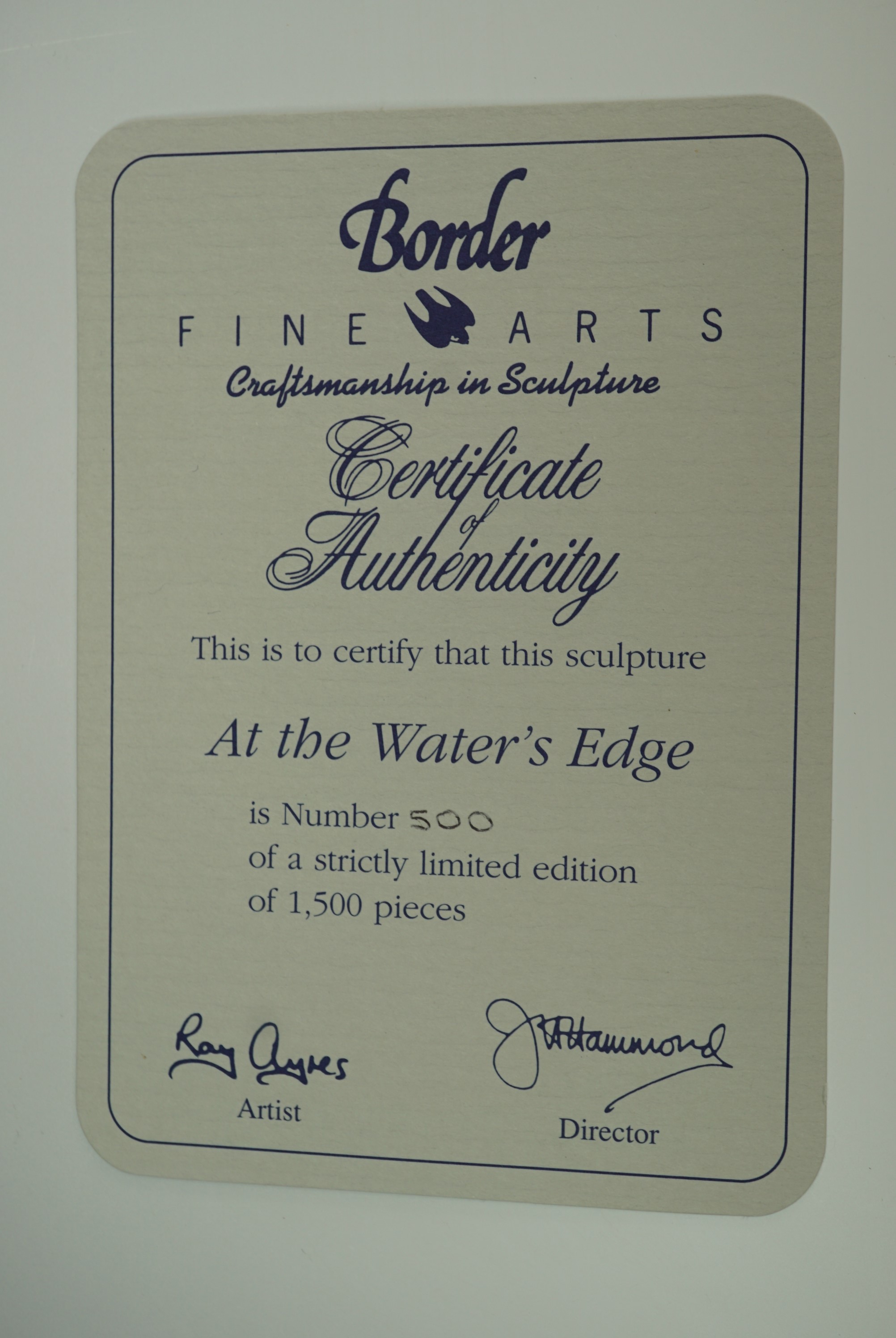 A limited edition signed Border Fine Arts figurine 'At Waters Edge' boxed with certificate, 17 cm - Image 2 of 3