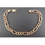 A 9 ct gold fetter and curb link bracelet, 20 cm, 8.5 g