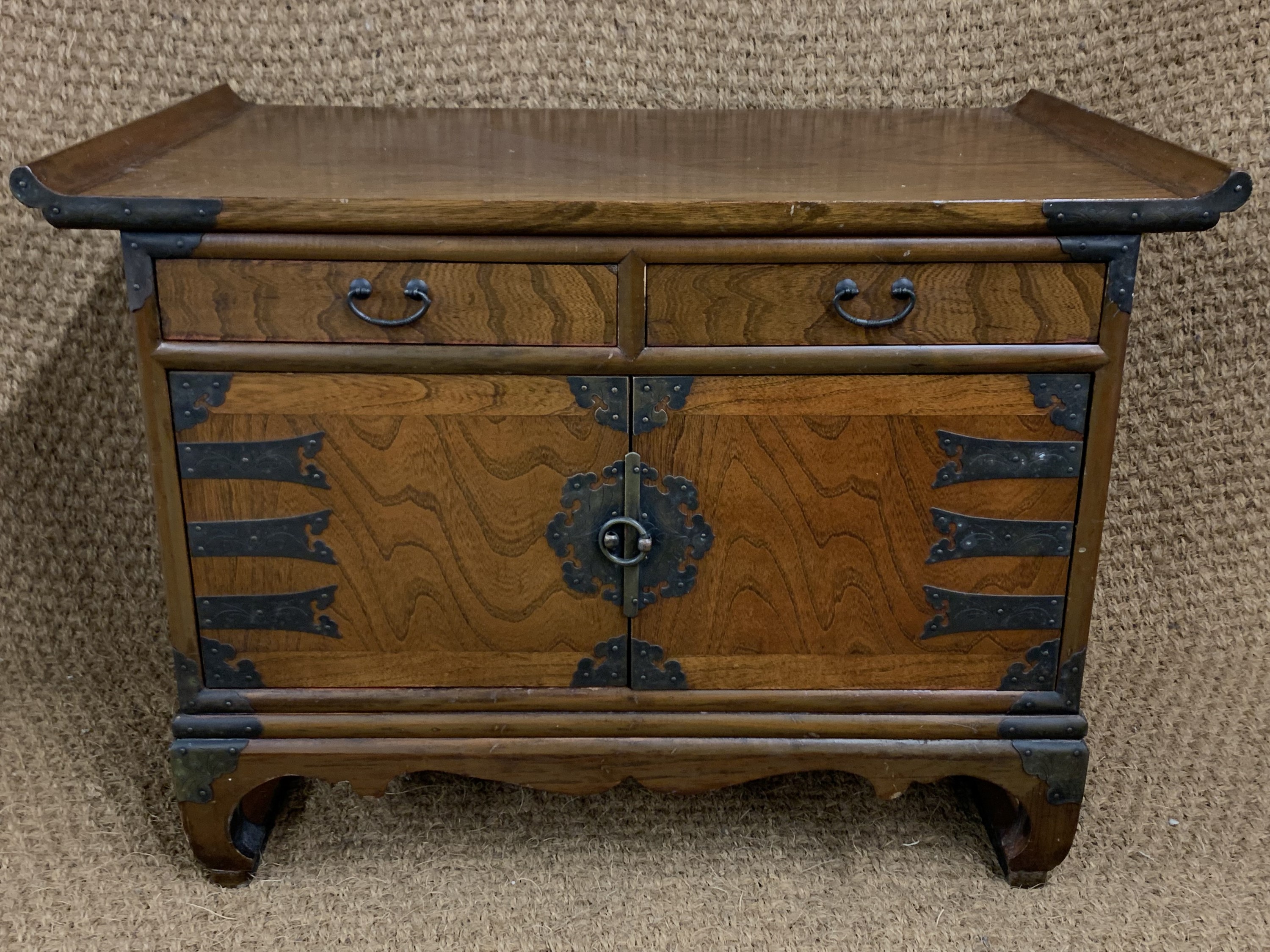 A Chinese brass-mounted hardwood cabinet, 76.5 cm x 47 cm x 55 cm.