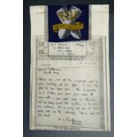 A 1943 British Army V-mail airgraph from Field Marshal Montgomery to a group of munitions workers