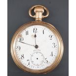 An early 20th Century Dencro rolled gold open-faced pocket watch, (a/f)