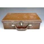A diminutive tinplate faux hide luggage case, circa 1930s, 30 cm x 19 cm x 8 cm