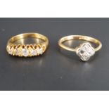 A vintage diamond ring, the stones millegrain set within a quatrefoil on an 18 ct yellow shank, (a/