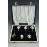 Cased set of 1950s silver coffee spoons with bean terminals, Birmingham, 40 g.