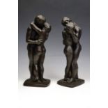 A pair of Heredities cold cast bronze sculptures "Adam and Eve", 32 cm