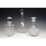 Two Edinburgh Crystal decanters and one other, tallest 32 cm