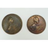 Two Jacobite uprising commemorative medals: obv. profile bust "Will Duke Cumberland" "Born 15 Apr