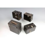 Three Ensign cameras, comprising 'All Distance Twenty', 'Ensign E20', J. B. Ensign box camera and