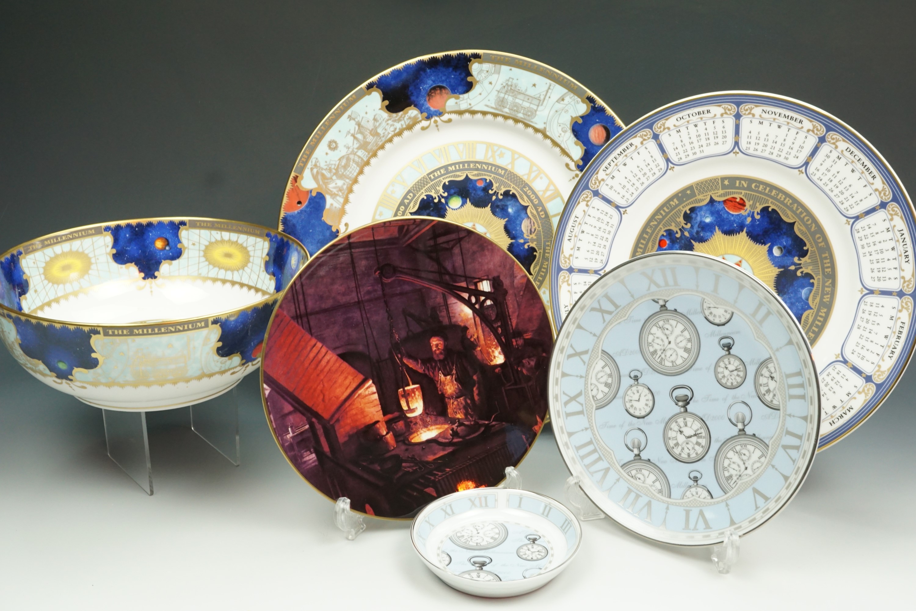 Six items of Royal Worcester decorative ceramics, to include Millennium bowl and two plates, two