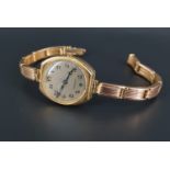 A 1930s lady's 9 ct gold wristlet watch, having an Adie Marlys Watch Co 15 jewel movement and