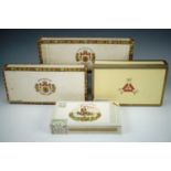 A carton of wooden cigar boxes including Punch, Macanudo, Dannemann, Montecristo etc