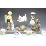 A Wade tortoise pot together with a Wade dog in bed and other animal figurines etc