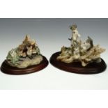 Two boxed Border Fine Arts figurines 'Sibling Play' and 'A Brave New World', tallest 16 cm