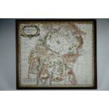 Robt. Morden, map of Westmorland, 18th century, black pencil frame under glass, 39 cm x 45 cm