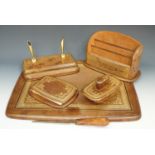 A 1950/60s Liberty of London gilt tooled Italian leather writing set, base 36 x 46 cm