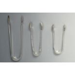 Two sets of silver sugar tongs, London 1946 and Birmingham 1896, 44 g gross, together with a
