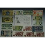 Sundry largely GB banknotes including a 1951 Bank of England "white" £5 note