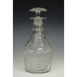 A Georgian Prussian bodied glass decanter, 23 cm