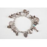 A silver charm bracelet, 42 g