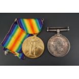 A British War Medal to 29044 Pte J Willis, RAMC, together with a Victory Medal to 32839 Pte T