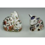 Two Royal Crown Derby paperweights; Meadow Rabbit and Pig, both with gilt seals, tallest 7 cm