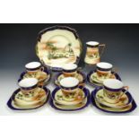 A 1920s Czech porcelain tea set decorated with desert scenes