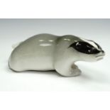 A Soviet Lomonosov porcelain badger, 12 cm