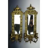 A pair of late 19th century brass girandole mirrors, 61 cm