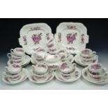 A late 19th century pink rose pattern tea set