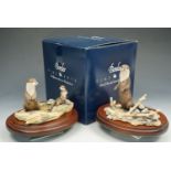 Two Border Fine Arts figurines 'RW2 Otter' and another similar with box, tallest 14 cm