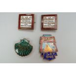 Three 1940s Butlin's enamelled lapel badges, together with a Methodist Association of Youth Clubs